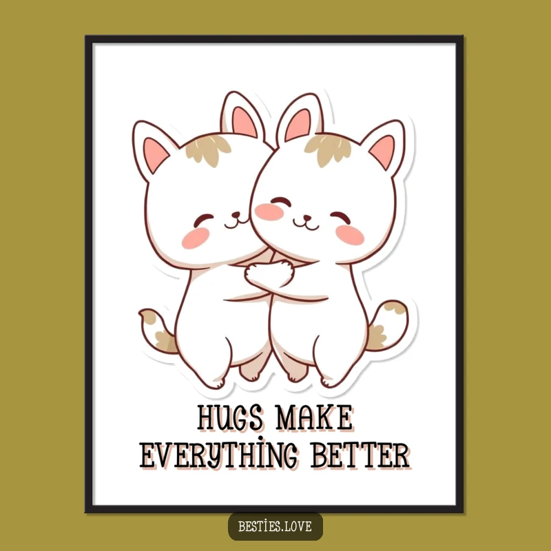 Free Printable Wall Art: Adorable Hugging Animals - Funny Downloadable Decor