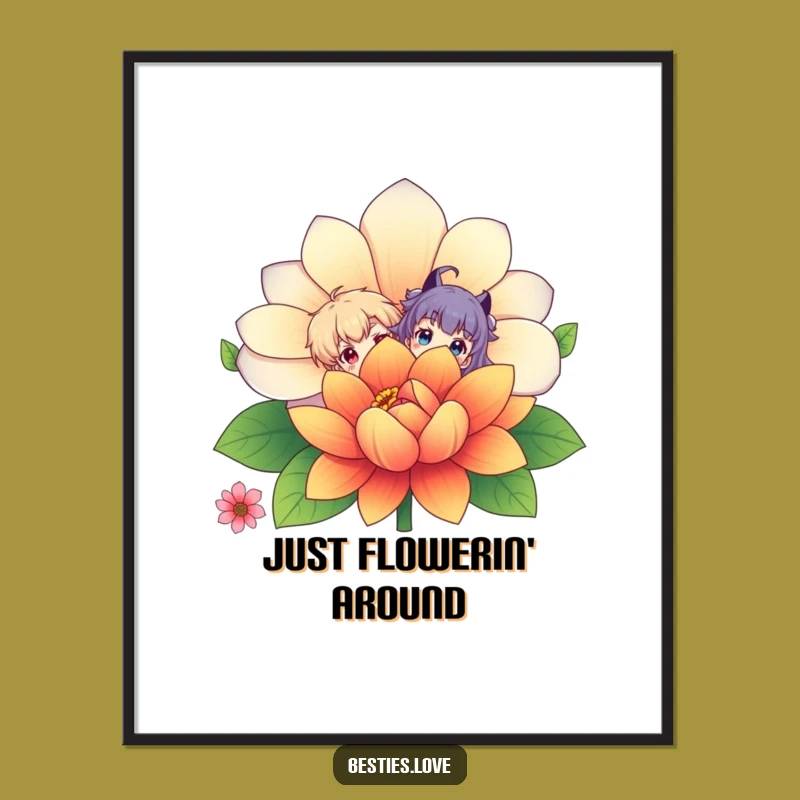 Free Printable Wall Art: Funny Flower Peekers - Whimsical Downloadable Art Gift!