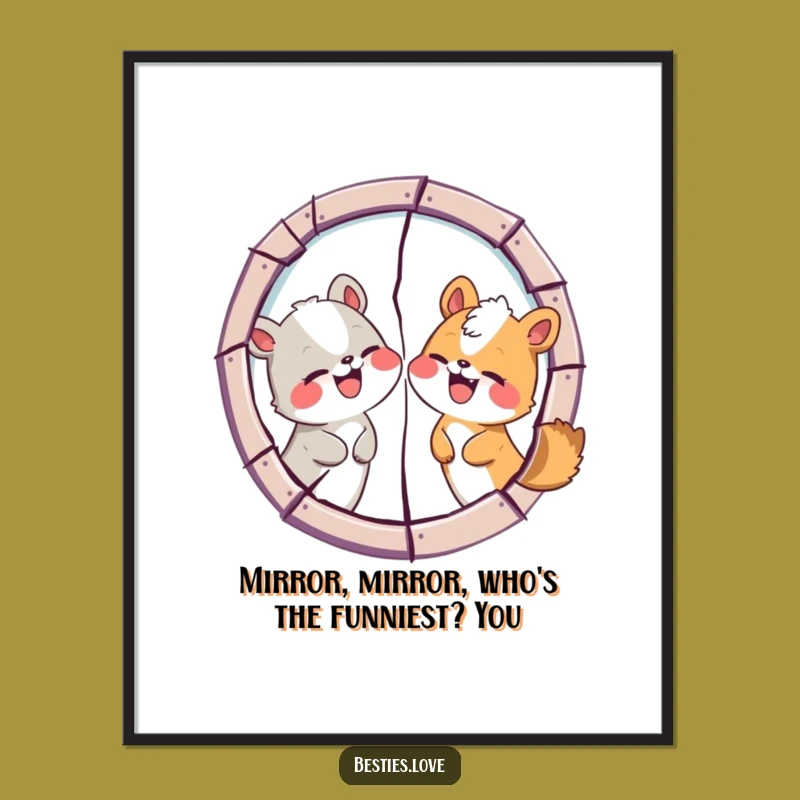 Quirky Free Printable Wall Art: Silly Mirror Friends - Funny Downloadable Art Print
