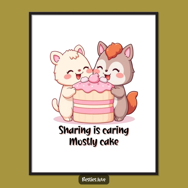 Free Printable Wall Art: Animals Sharing Cake for a Sweet Home Vibe - Downloadable Decor