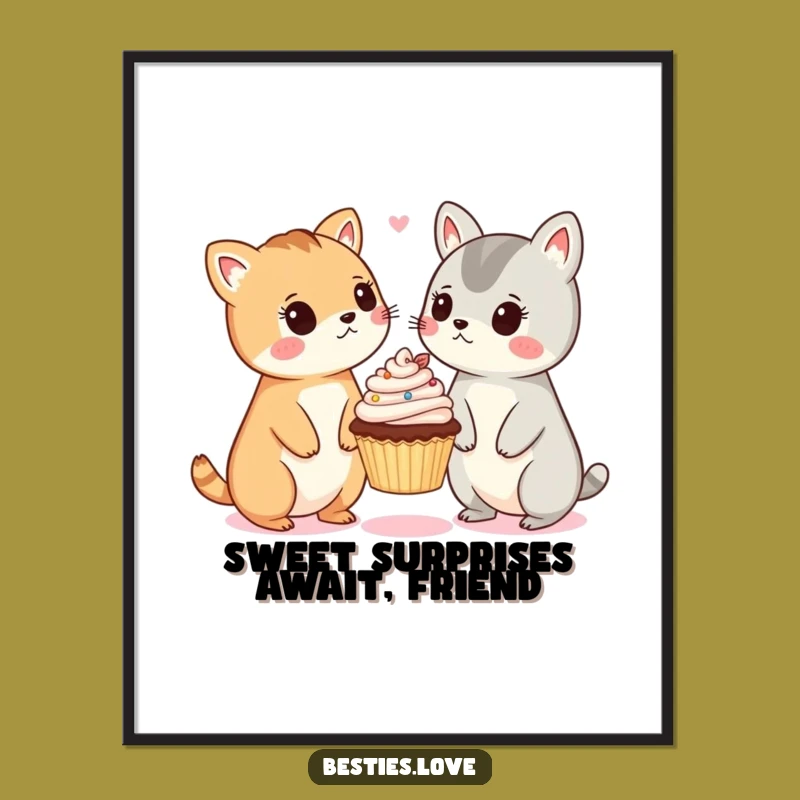 Free Printable Wall Art: Surprised Animals Cupcake Funny Downloadable Art Decor