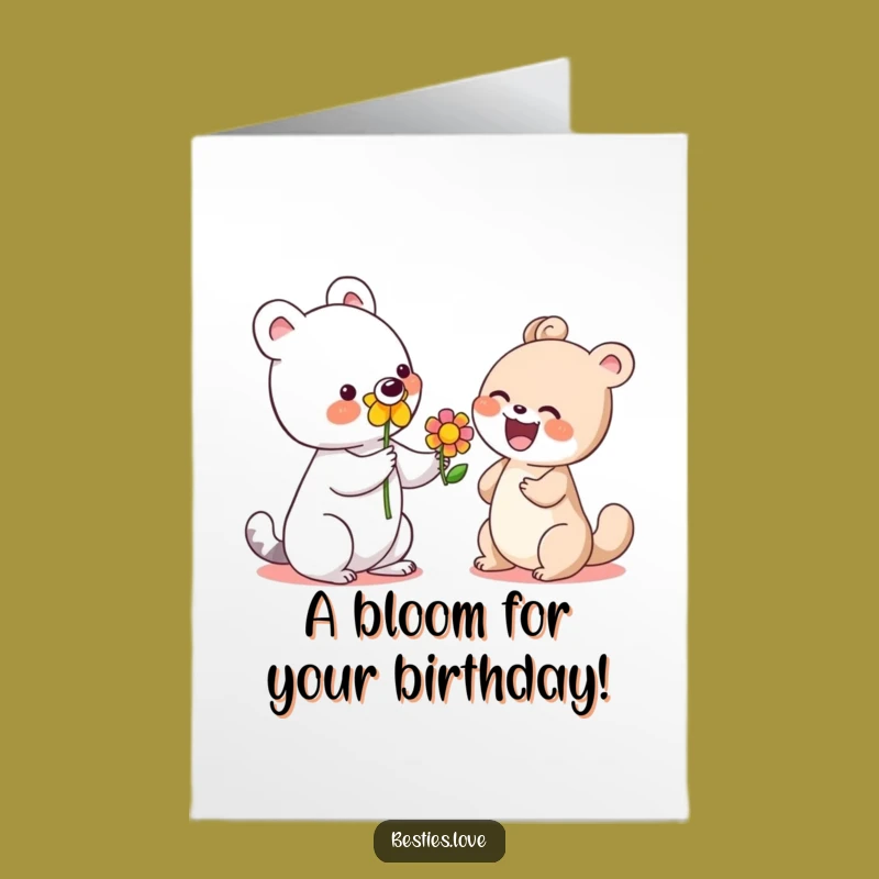 Free Printable Birthday Card: Flower Gift Animals, Funny Downloadable Surprise