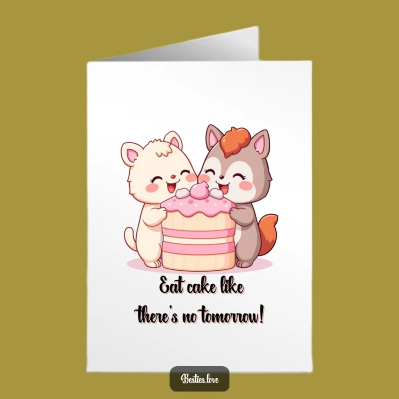 Free Printable Birthday Card: Cake-Loving Animals for a Sweet Celebration - Downloadable Gift