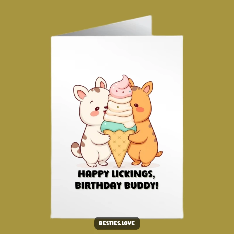 Free Printable Birthday Card: Giant Ice Cream Animals Funny Downloadable Gift