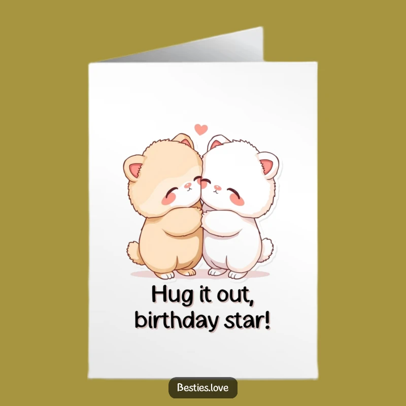 Free Printable Birthday Card: Hugging Fluffy Pals - Sweet Downloadable Gift!