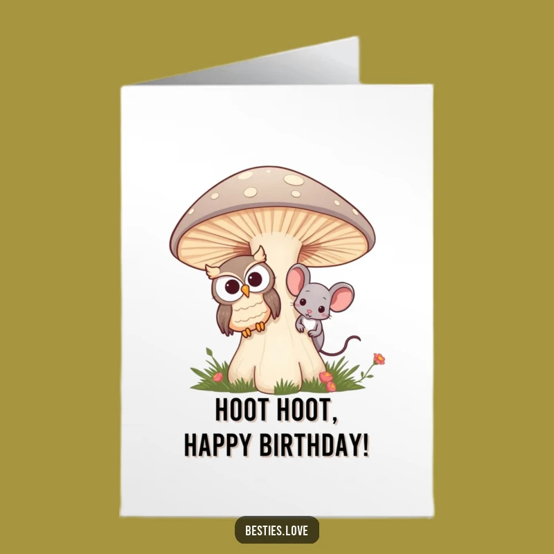 Free Printable Birthday Card: Owl & Mouse Friends - Whimsical Fun Downloadable Greeting!