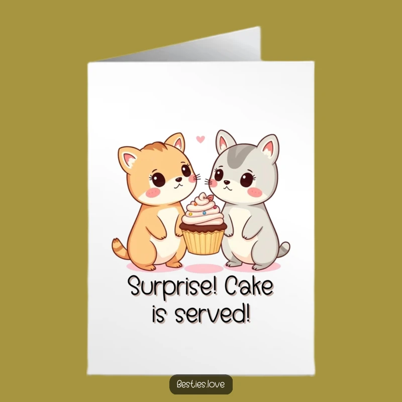 Free Printable Birthday Card: Surprised Animals Cupcake Funny Downloadable Gift