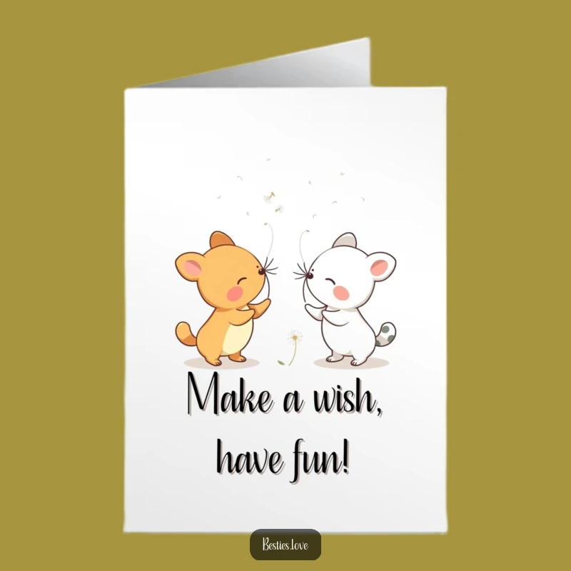 Free Printable Birthday Card: Wish Blowing Animals Downloadable Gift