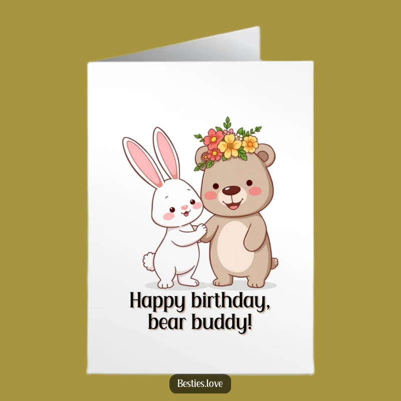 Free Printable Bunny Bear Birthday Card - Funny & Whimsical Downloadable