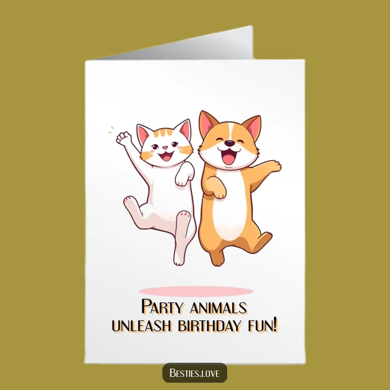 Free Printable Cat Dog Birthday Card - Energetic & Funny Downloadable