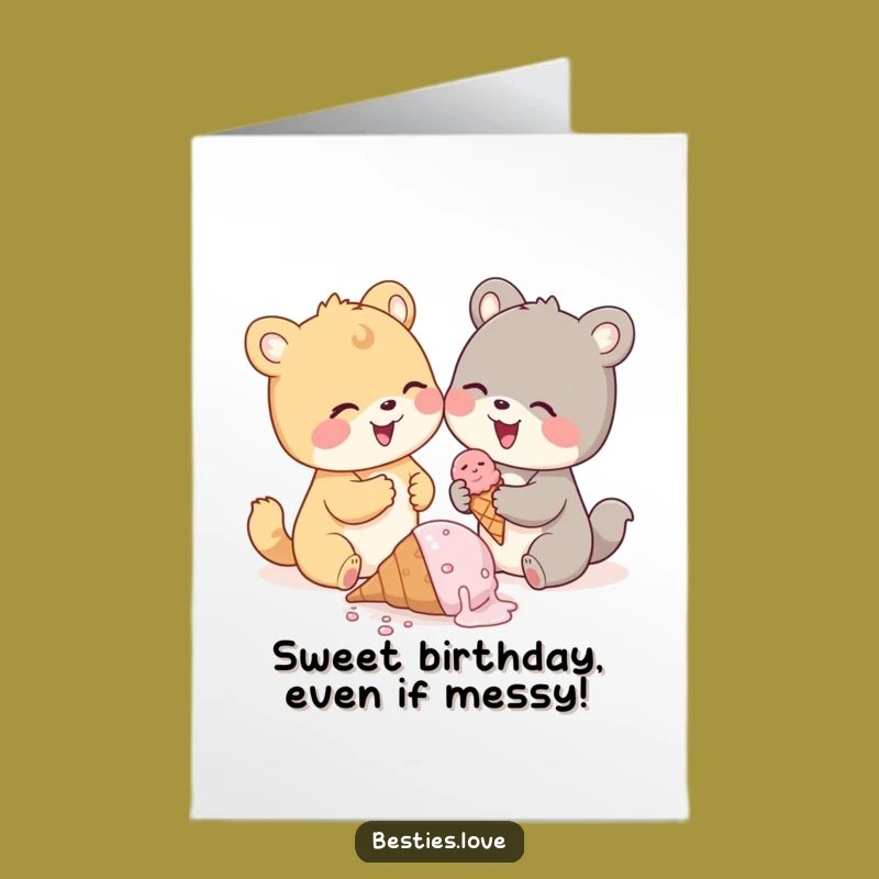 Free Printable Ice Cream Birthday Card: Funny Pals Sharing Laughter on Your Big Day