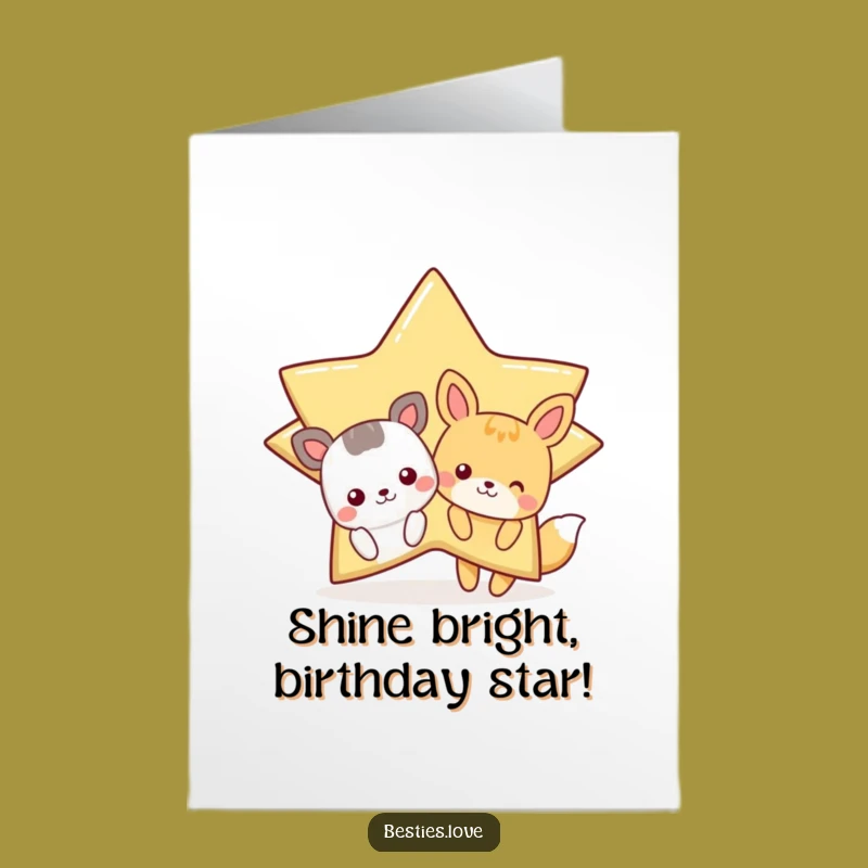 Free Printable Star Animals Birthday Card - Winking Star Downloadable DIY Gift