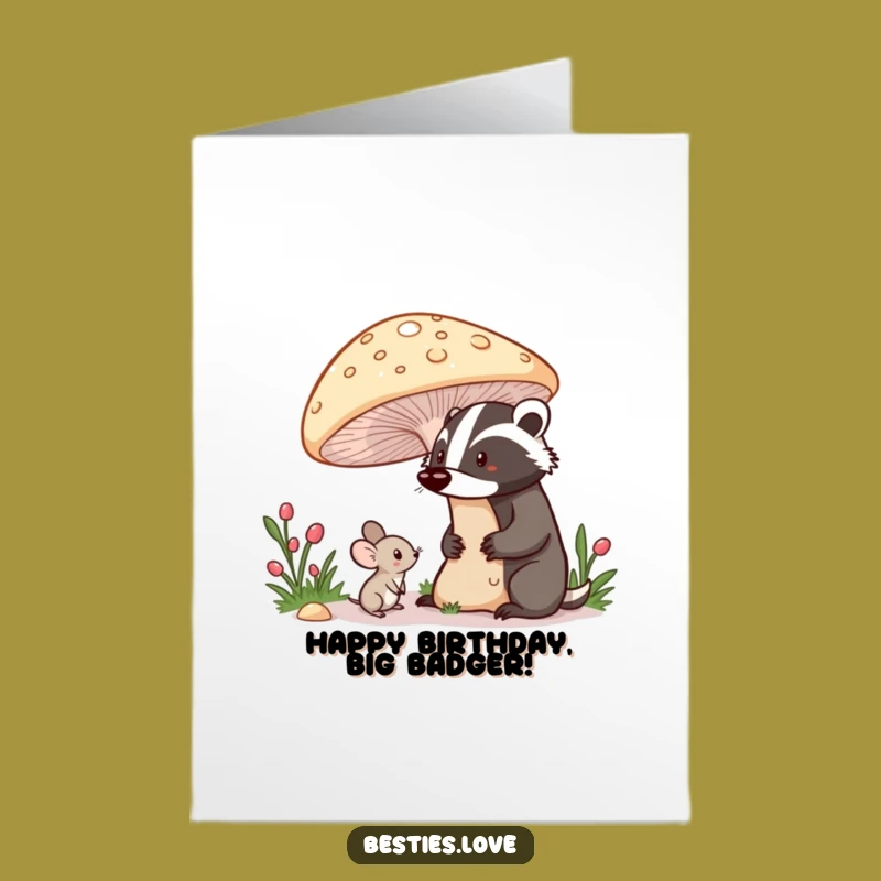 Free Printable Mouse Badger Birthday Card - Whimsical & Funny Downloadable