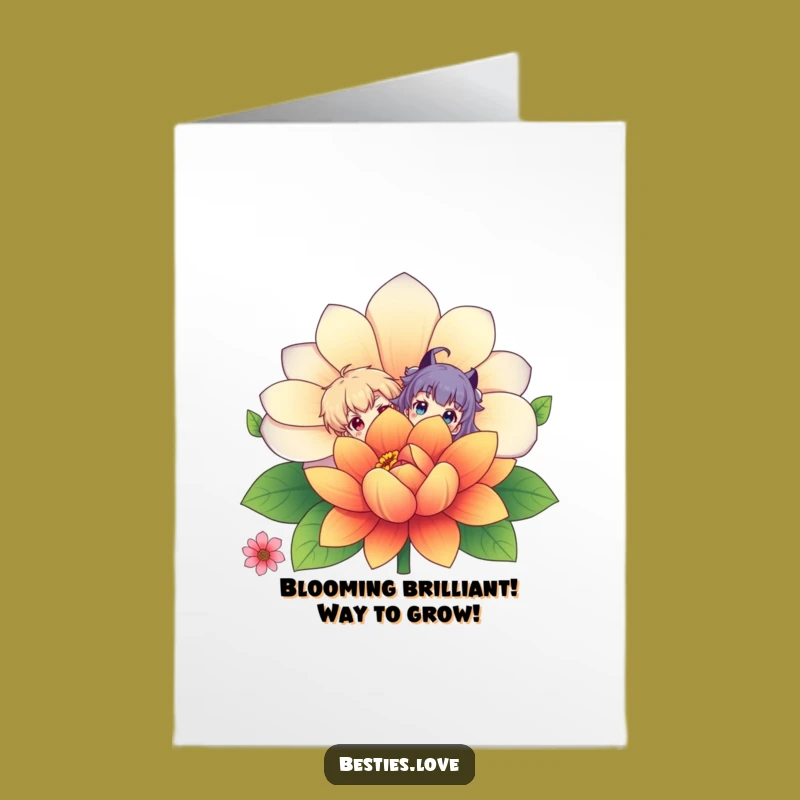 Free Printable Congrats Card: Funny Flower Peekers - Cheerful Downloadable Gift!