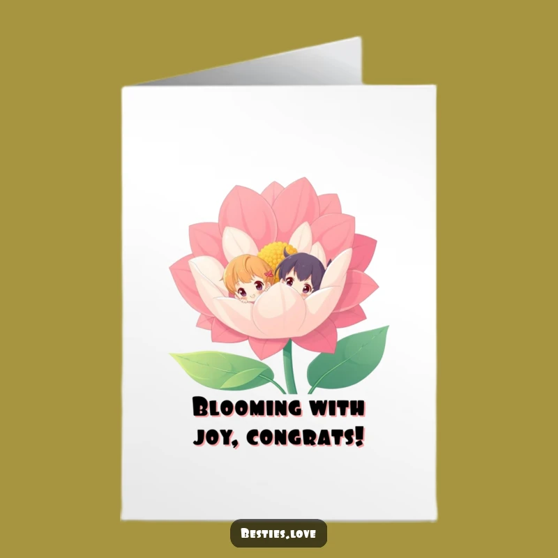 Free Printable Congrats Card: Flower Friends Reveal, Cheerful Downloadable Gift