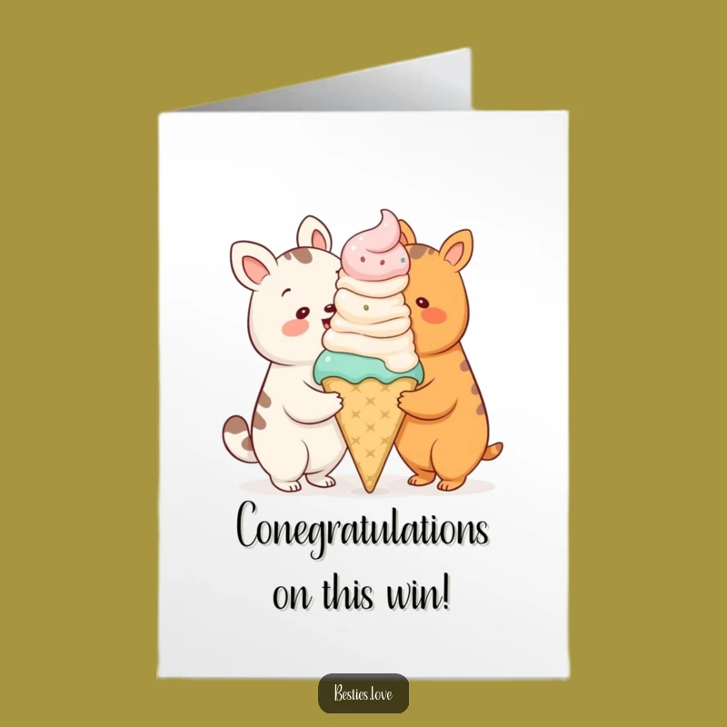 Free Printable Congrats Card: Giant Ice Cream Animals Funny Downloadable Gift