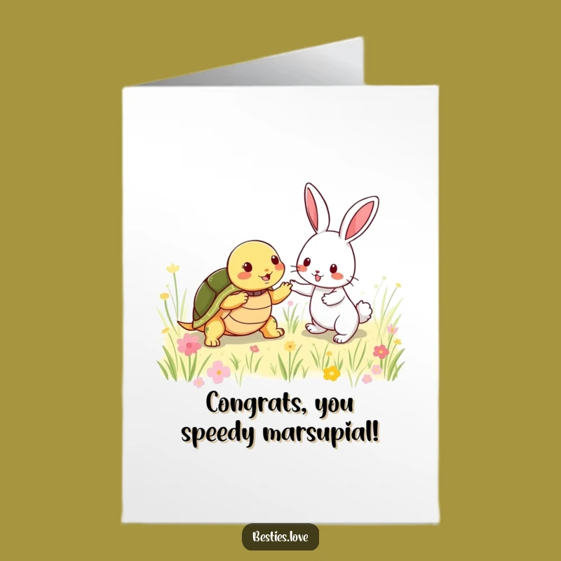 Free Printable Congrats Card: Turtle & Rabbit Tag Funny Downloadable Gift