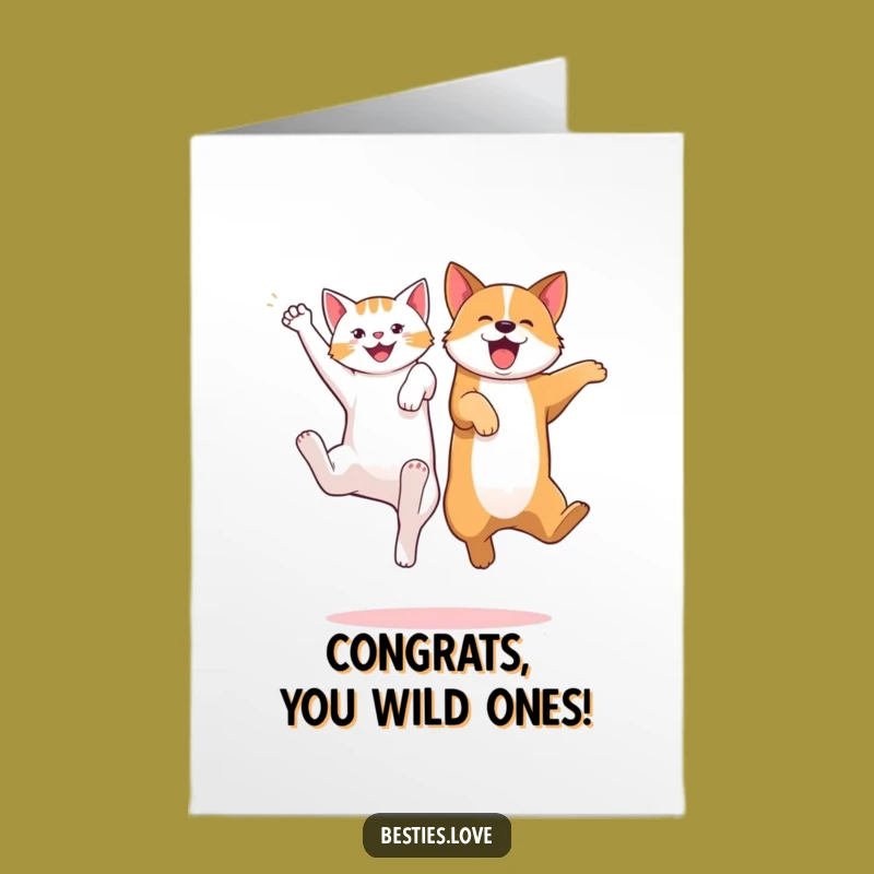 Free Printable Cat Dog Congratulations Card - Playful & Funny Downloadable