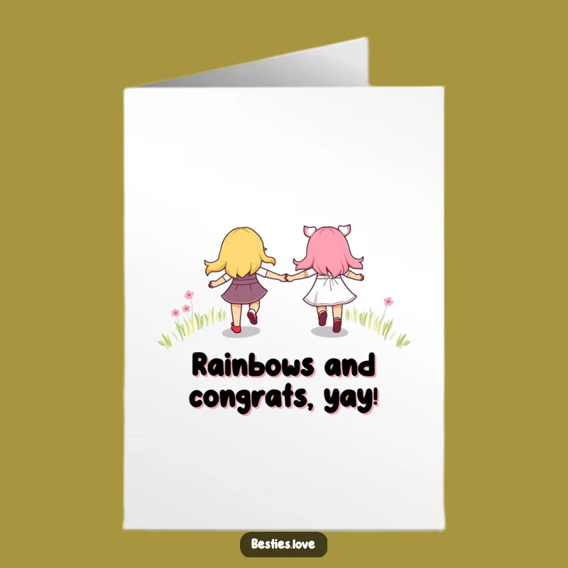 Free Printable Card: Friends Rainbow Skip Congrats - Funny Downloadable & Print at Home!