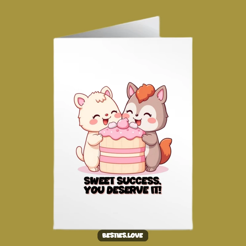 Free Printable Congrats Card: Animals Celebrate with Cake - Sweet Downloadable