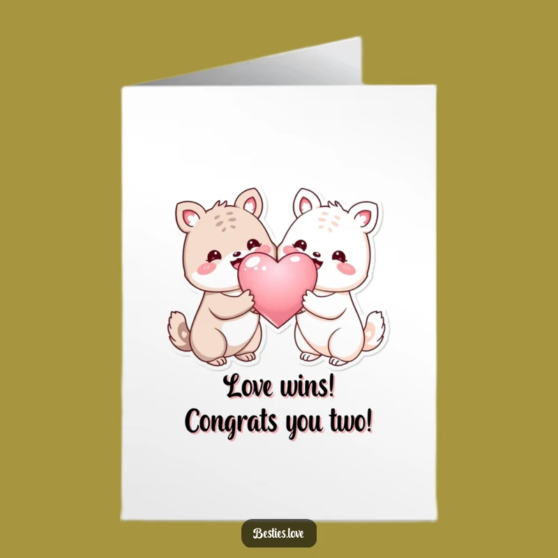 Free Printable Congrats Card: Animals Share Heart, Funny Downloadable Gift