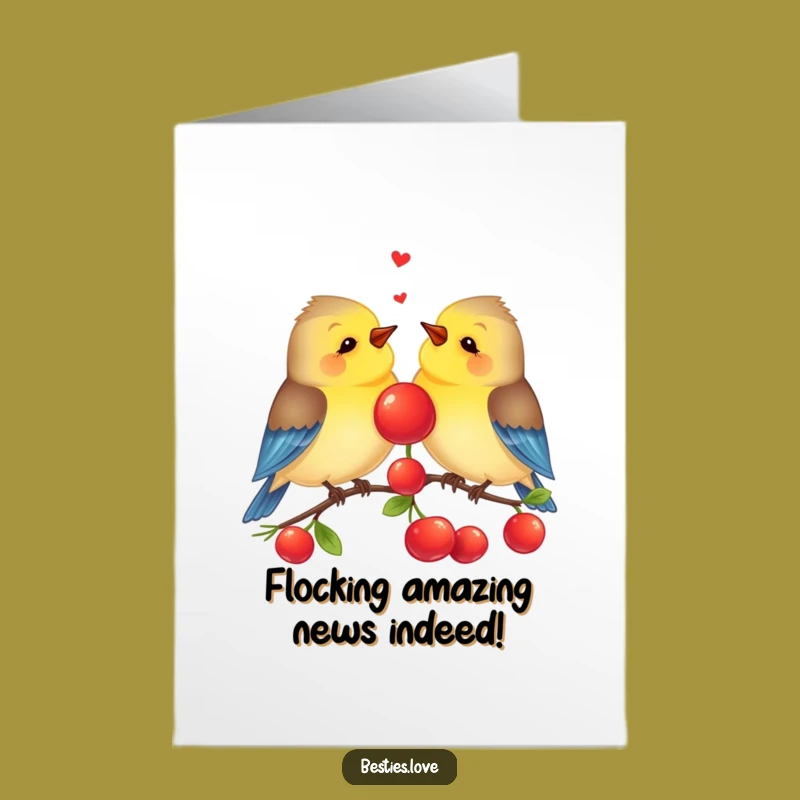 Free Printable Congrats Card: Bird Berry Sharing, Funny Downloadable Celebration