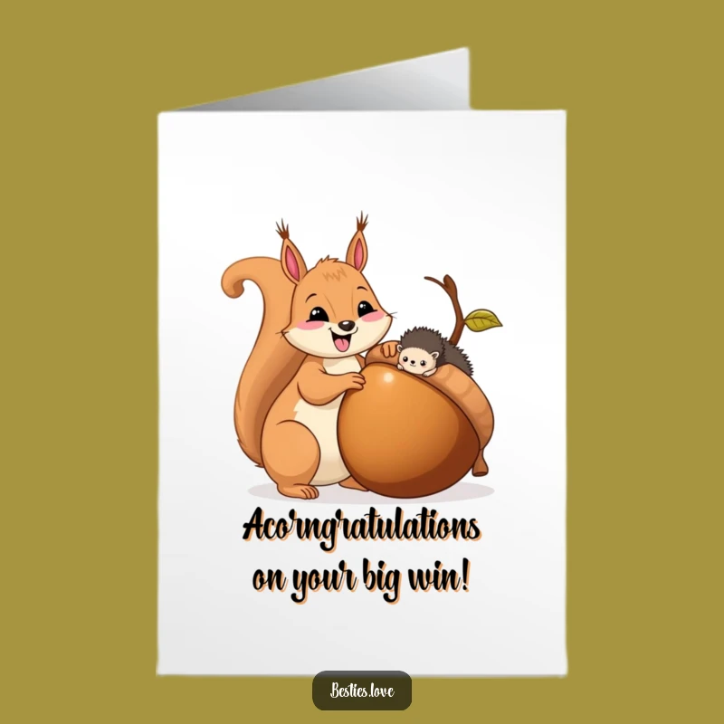 Free Printable Congrats Card: Funny Squirrel & Hedgehog Sharing, Great Downloadable Gift