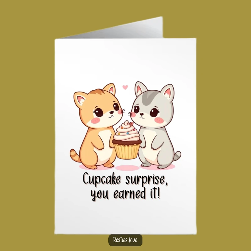 Free Printable Congrats Card: Surprised Animals Cupcake Funny Downloadable Gift