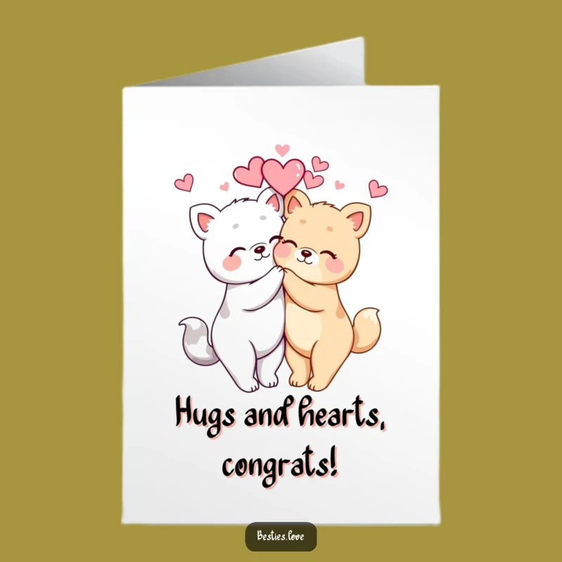Free Printable Kawaii Animal Hug Congratulations Card - DIY Downloadable Gift