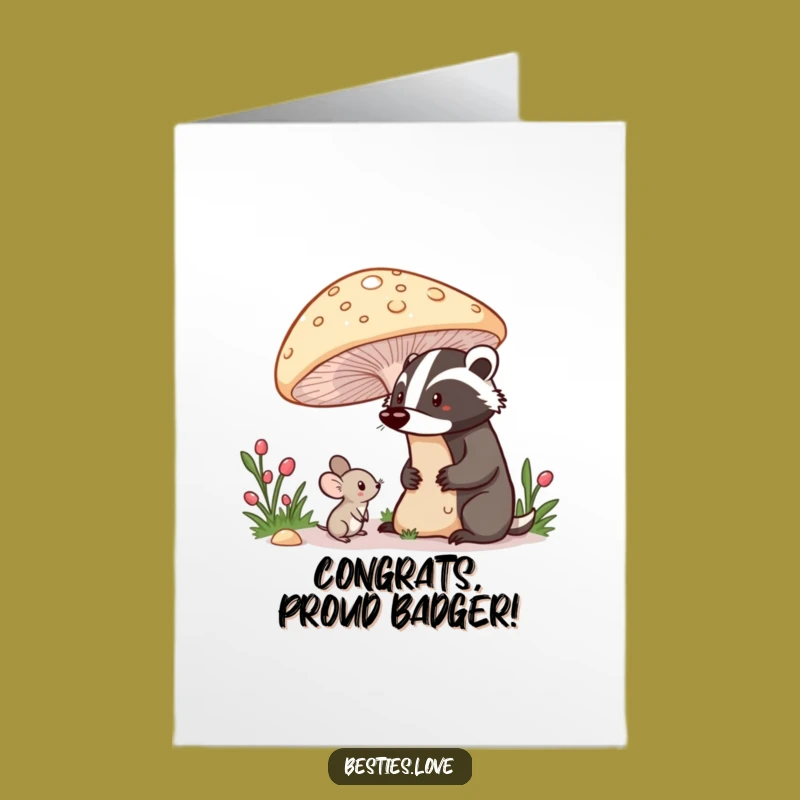 Free Printable Mouse Badger Congrats Card - Cute & Funny Downloadable