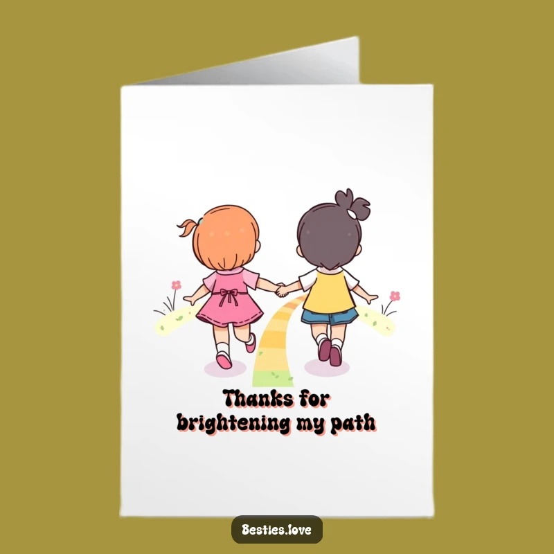 Free Printable Rainbow Thank You Card: Friendship Path Downloadable