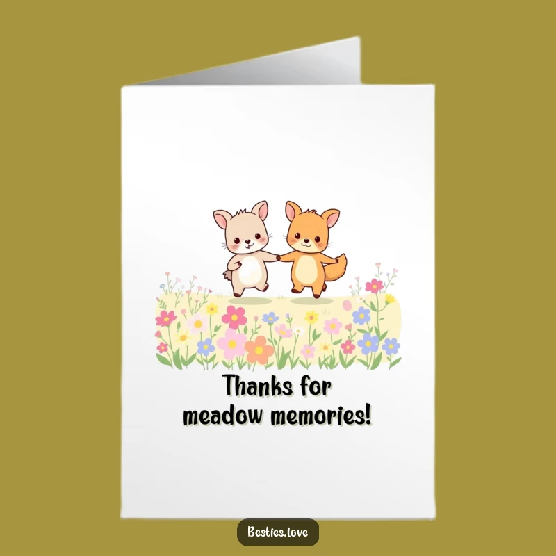 Free Printable Thank You Card: Animal Friends Skipping, Funny Downloadable Gratitude