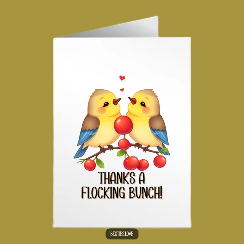 Free Printable Thank You Card: Bird Berry Sharing, Funny Downloadable Gratitude