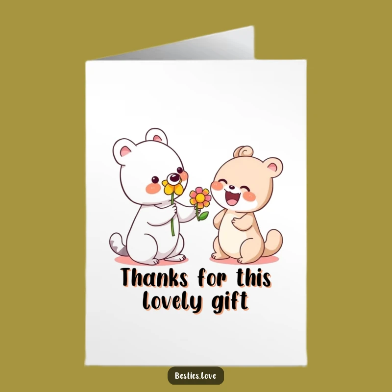 Free Printable Thank You Card: Flower Gift Animals, Funny Downloadable Gratitude