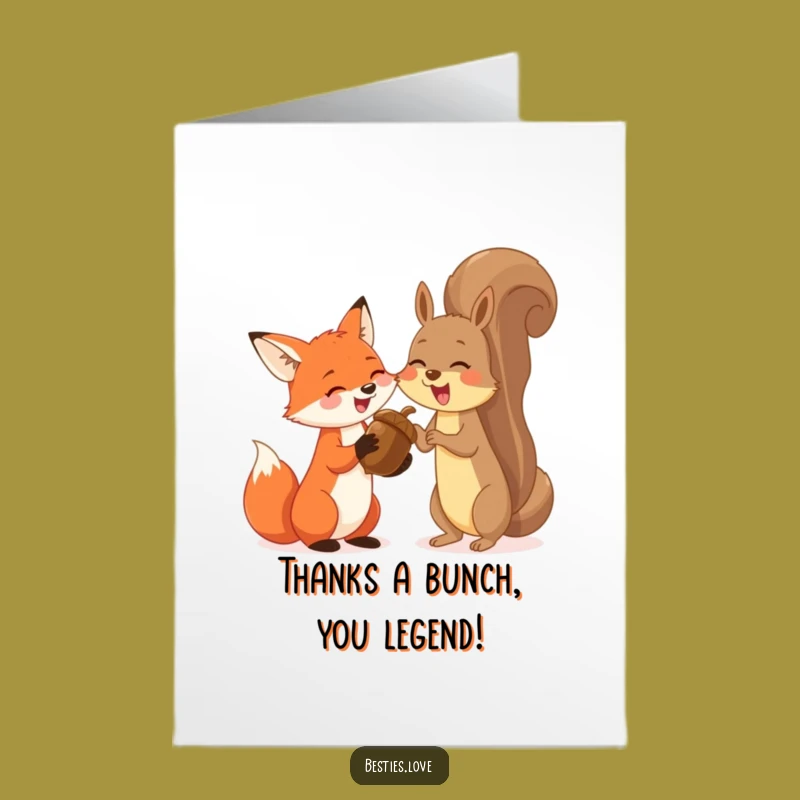 Free Printable Thank You Card: Fox & Squirrel Giggle, Downloadable Gift