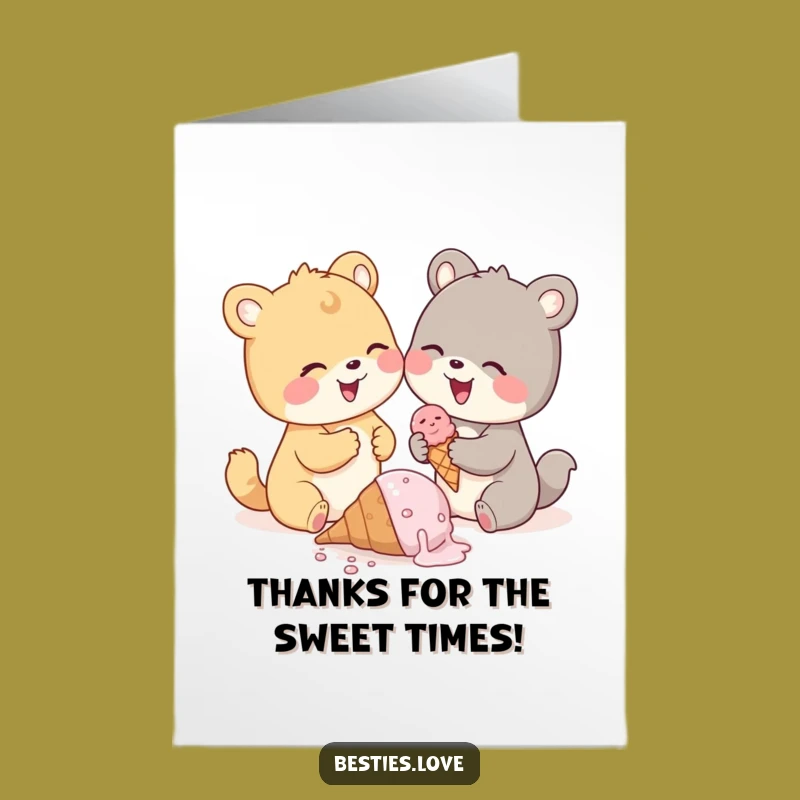 Free Printable Thank You Card: Pals Sharing a Laugh Over a Sweet Mishap