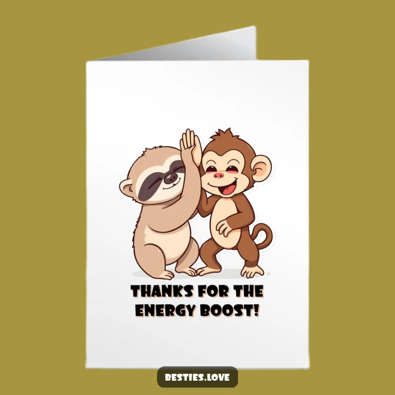 Free Printable Thank You Card: Sloth & Monkey High-Five, Unique Downloadable Gift