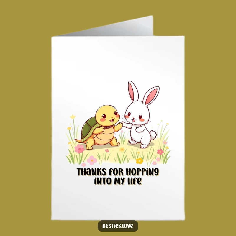 Free Printable Thank You Card: Turtle & Rabbit Tag Funny Downloadable Gift