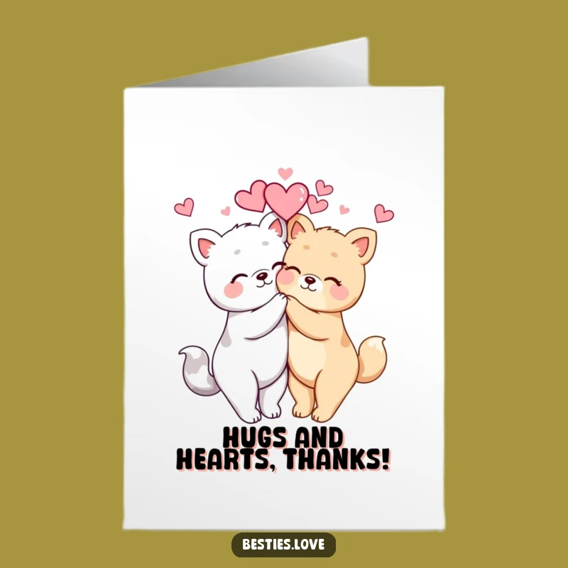 Free Printable Kawaii Animal Hug Thank You Card - Sweet Downloadable Gratitude