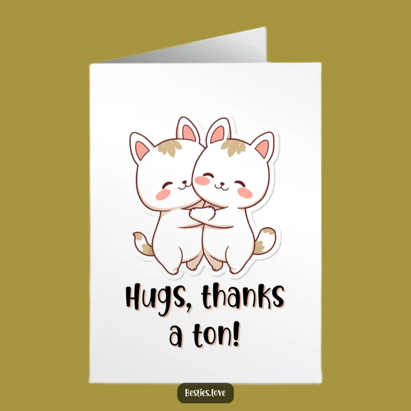Free Printable Hugging Animals Thank You Card - Cute & Funny Downloadable
