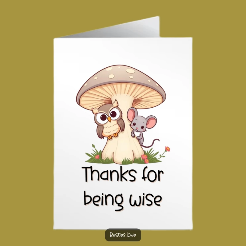 Free Printable Thank You Card: Owl & Mouse Friends - Grateful Humor Downloadable!
