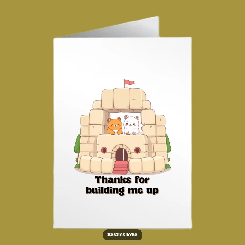 Free Printable Thank You Card: Animals Build Gratitude Fort - Instant Download