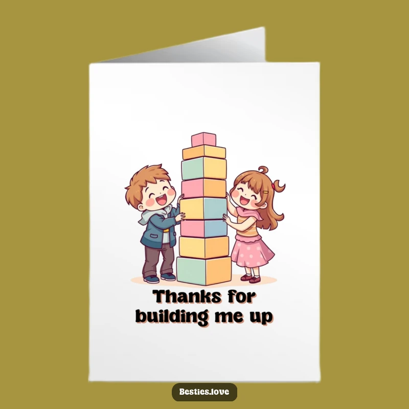 Free Printable Thank You Card: Friends Building Tower - Hilarious Thank You Downloadable Gift!