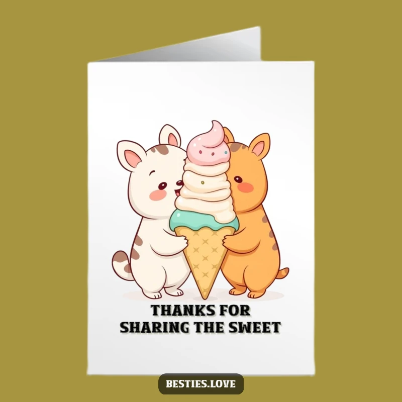 Free Printable Thank You Card: Giant Ice Cream Animals Funny Downloadable Gift