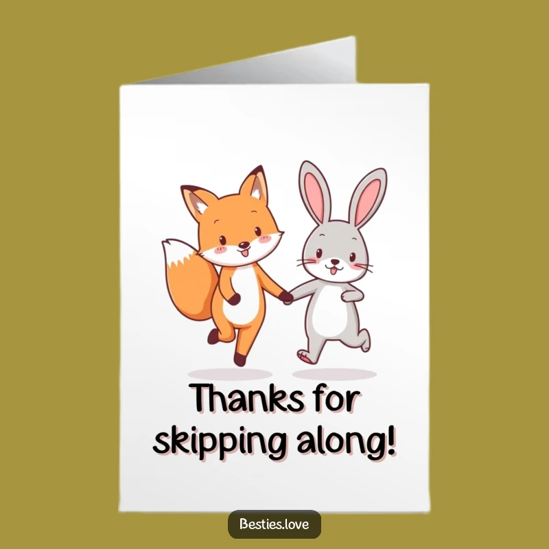 Free Printable Fox Rabbit Friends Thank You Card - Heartfelt Downloadable