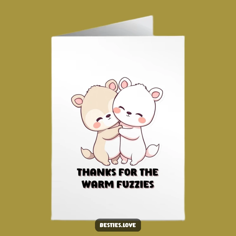 Free Printable Thank You Card: Cute Animals Hugging, DIY Downloadable Gift of Appreciation