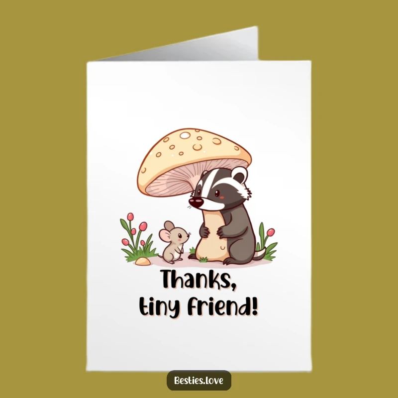 Free Printable Mouse Badger Thank You Card - Sweet & Funny Downloadable