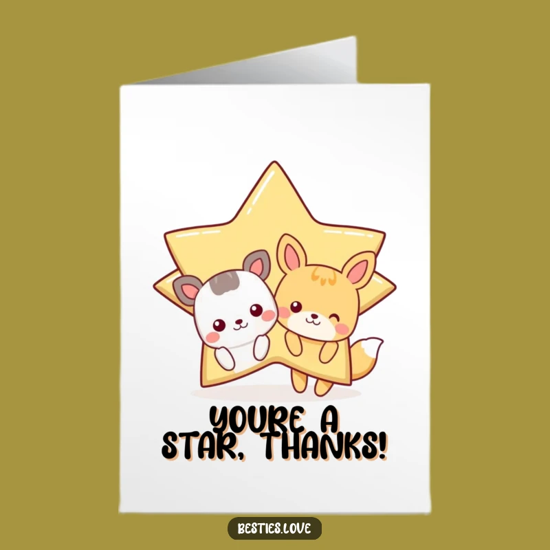 Free Printable Star Animals Thank You Card - Winking Star Downloadable DIY Gift