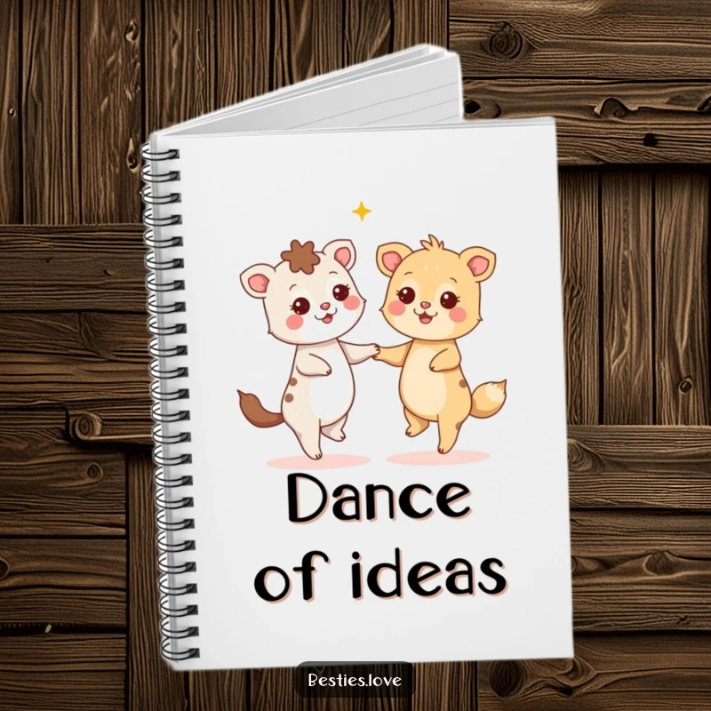 Funny Notebook: Two animals dance with eyes full of stars, showcasing a hilarious and joyful design perfect for capturing creative thoughts.