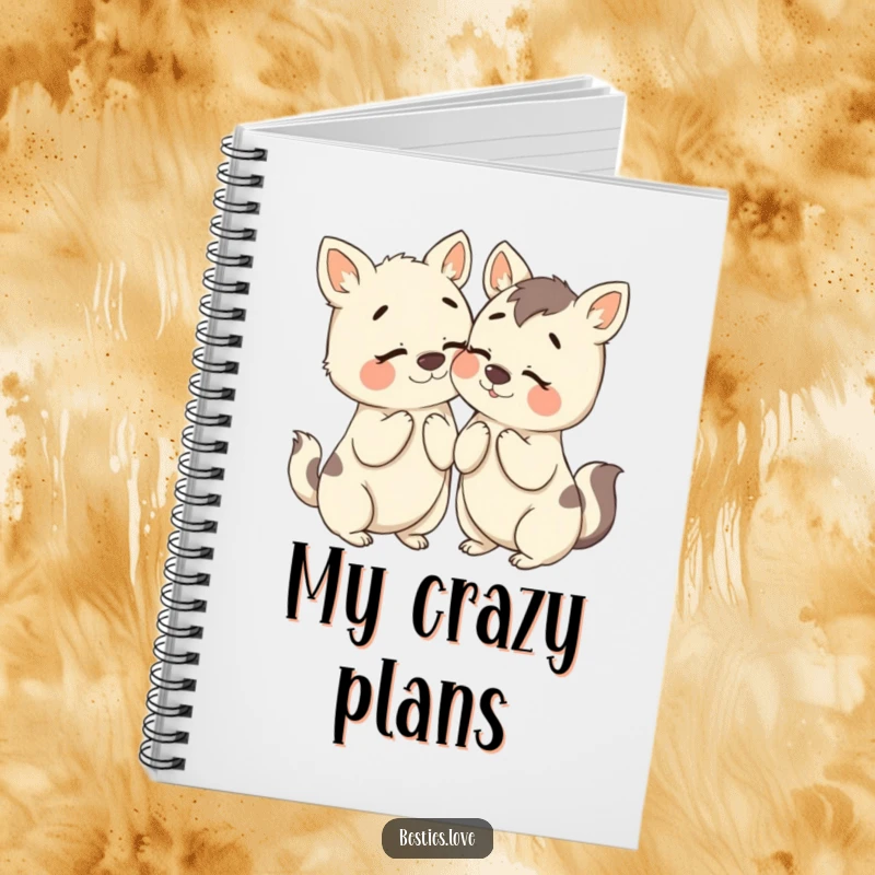 Funny Bestie Animals Notebook: A comical illustration of two animals humorously whispering secrets with exaggerated expressions, inspiring creative notes.